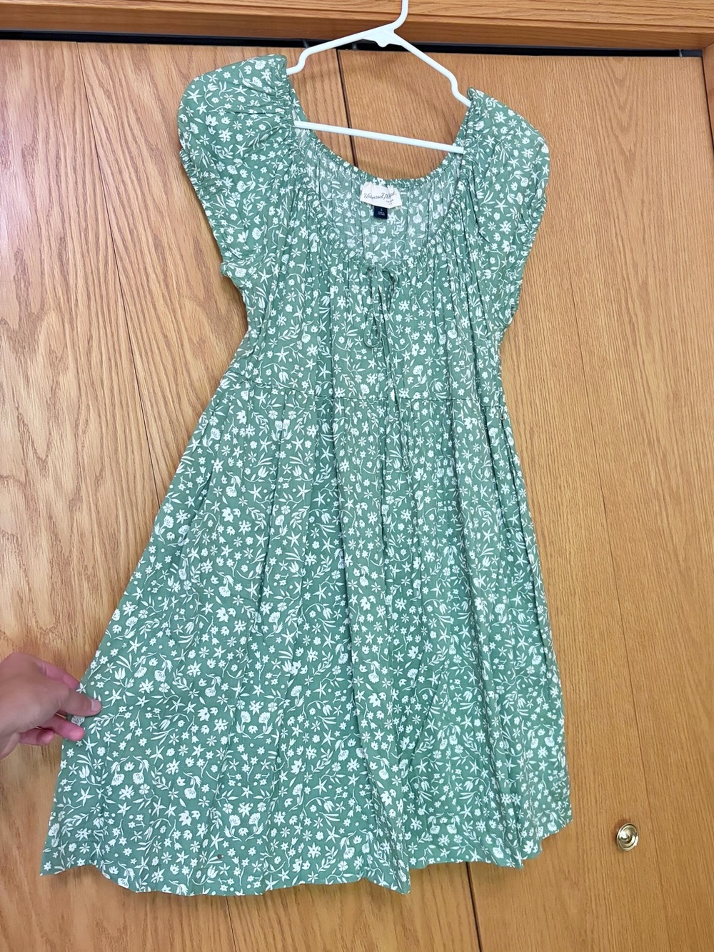 Universal Thread Dress Pockets Tie front Puff sleeve